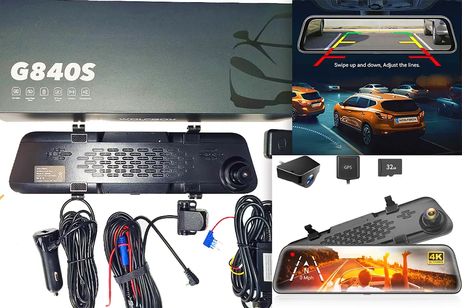 espejo retrovisor con cámara 4K y GPS