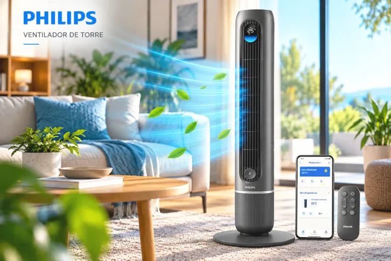 Philips Serie 7000: un ventilador de torre silencioso, potente y conectado